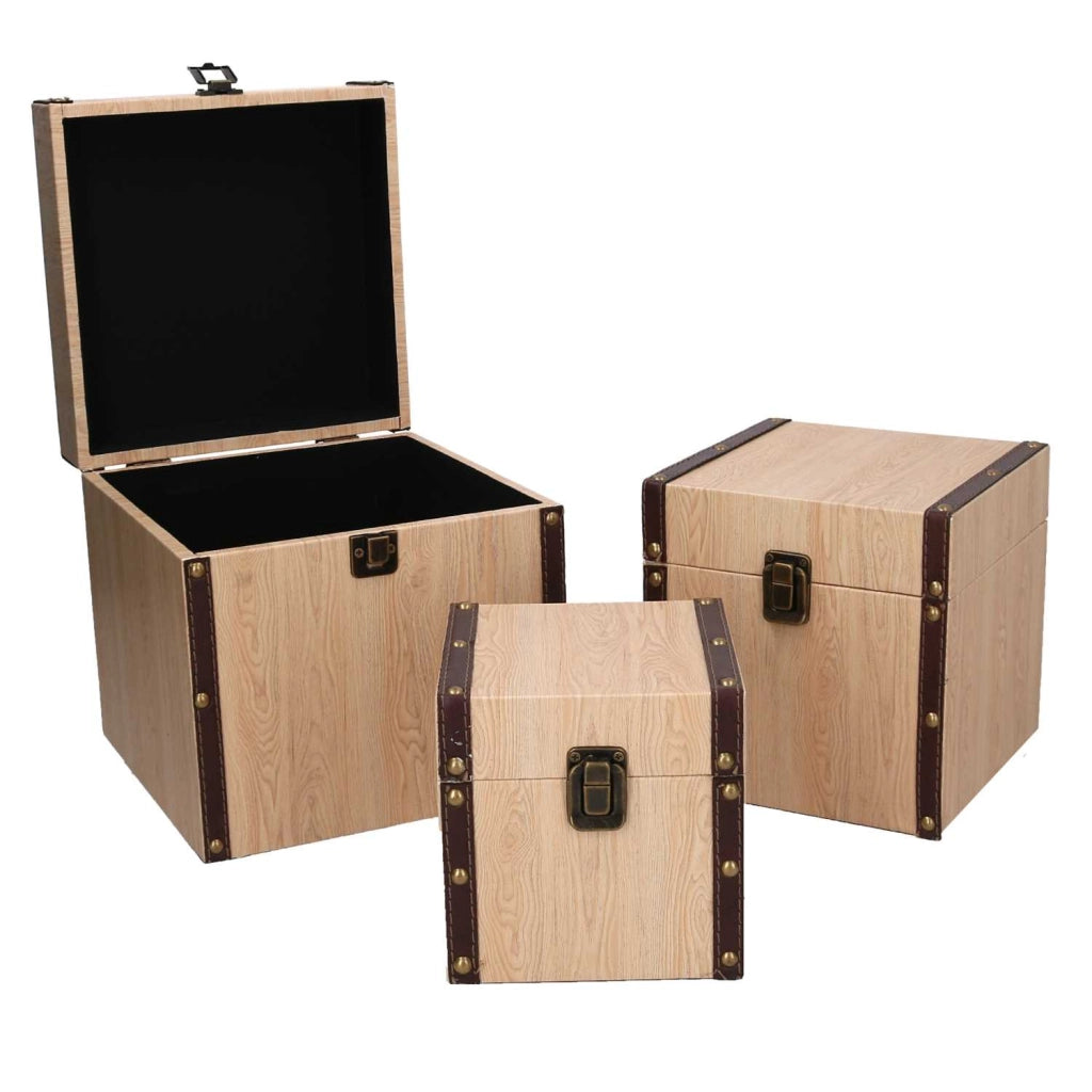Scatola ecopelle 1-3 effetto legno quadro cm 22x22h22