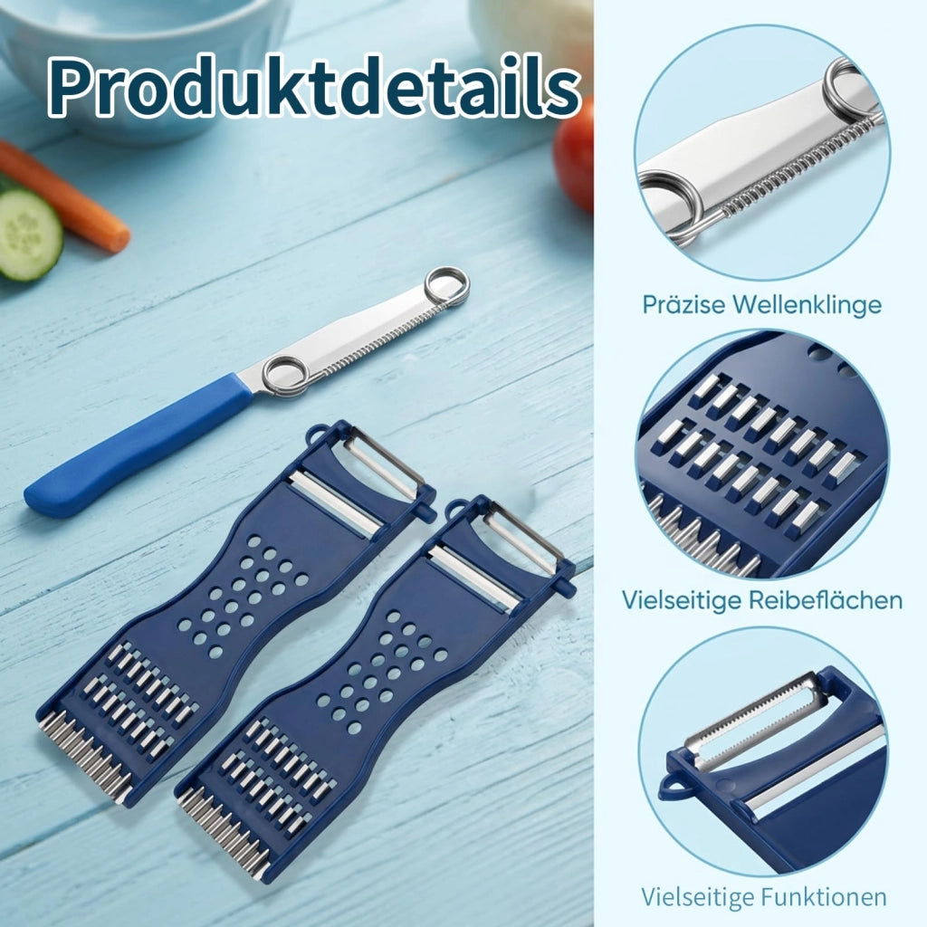 Set di tre pelapatate per verdure, con manico ergonomico