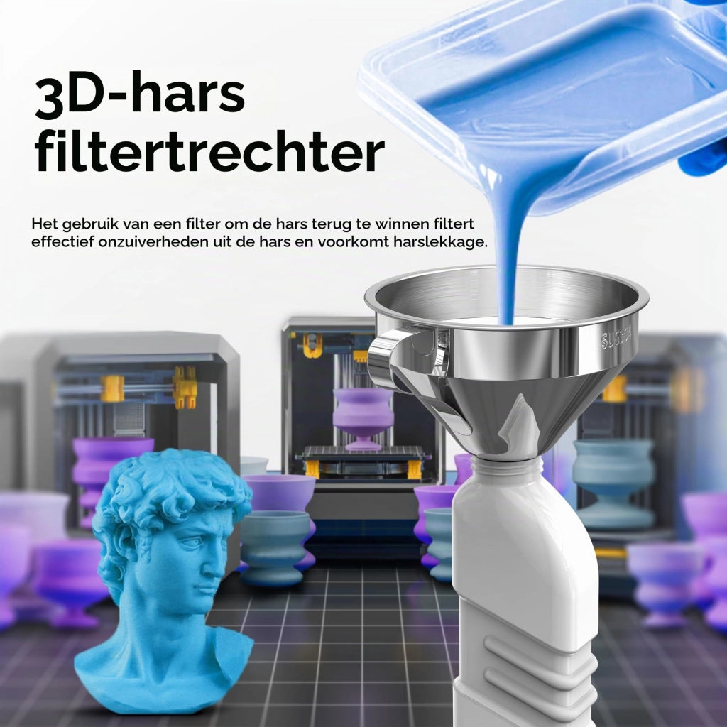Set di filtri in resina composto da 7 pezzi, con imbuti e spazzola, per stampanti 3D