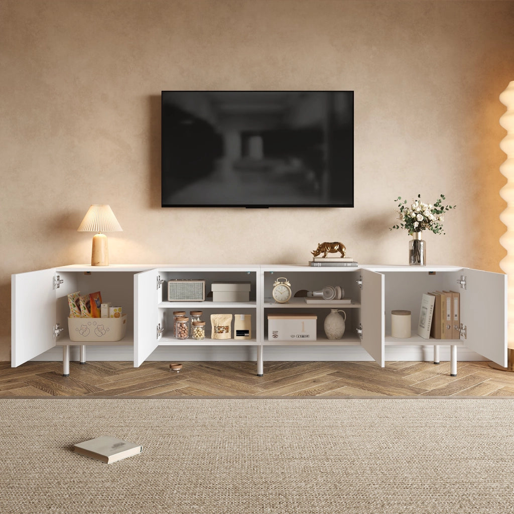 Mobile TV 170 x 35 x 50 cm bianco in MDF e truciolare, 4 ante