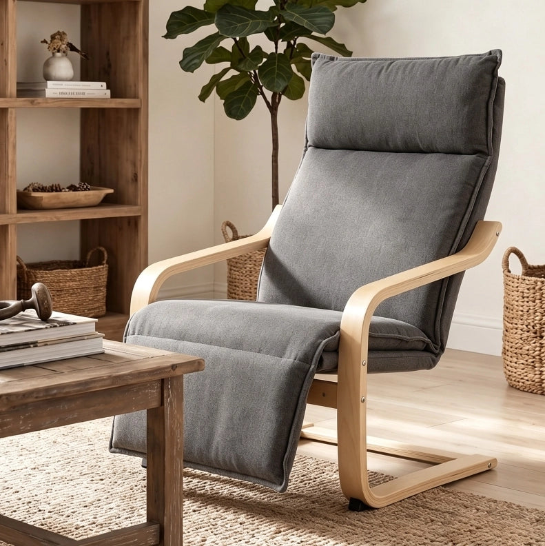Poltrona lounge oscillante con poggiapiedi grigio scuro