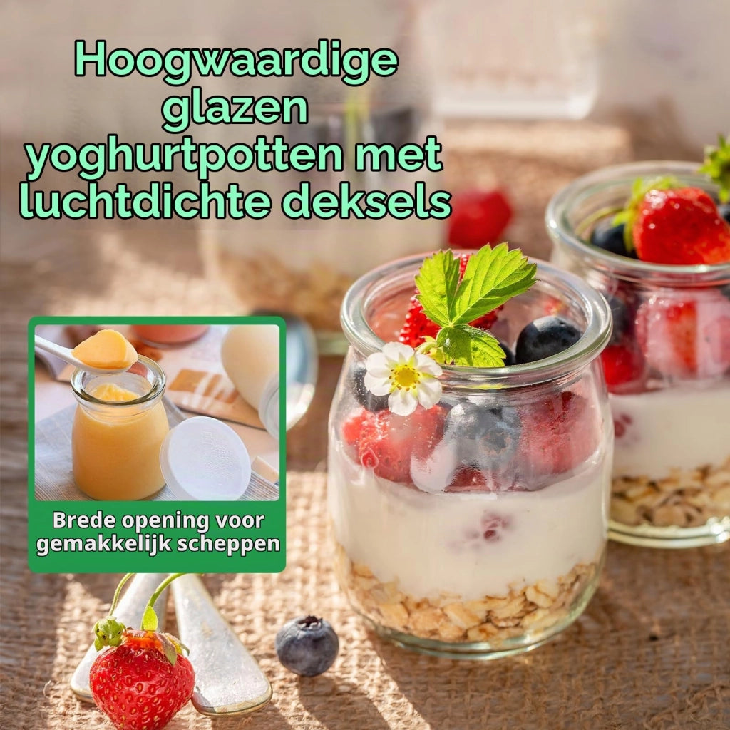Set di 12 bicchieri per dessert da 200 ml con coperchio in bambù, trasparenti