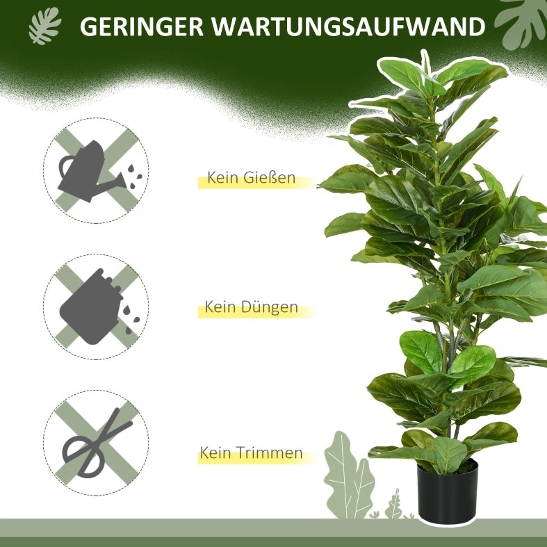Ficus artificiale verde da 110 cm con 90 foglie e vaso incluso