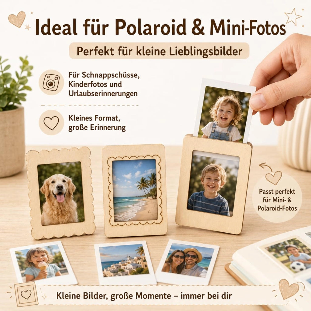 Kit per creare: 15 mini cornici in legno da dipingere, con supporto magnetico