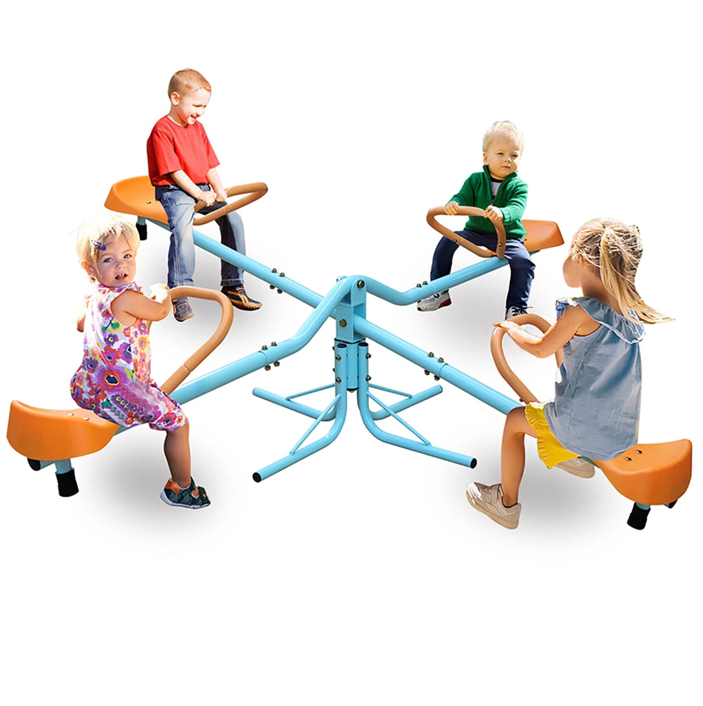 GIOCO A BILICO 182,88 cm per 4 bambini in ferro e plastica blu e arancione