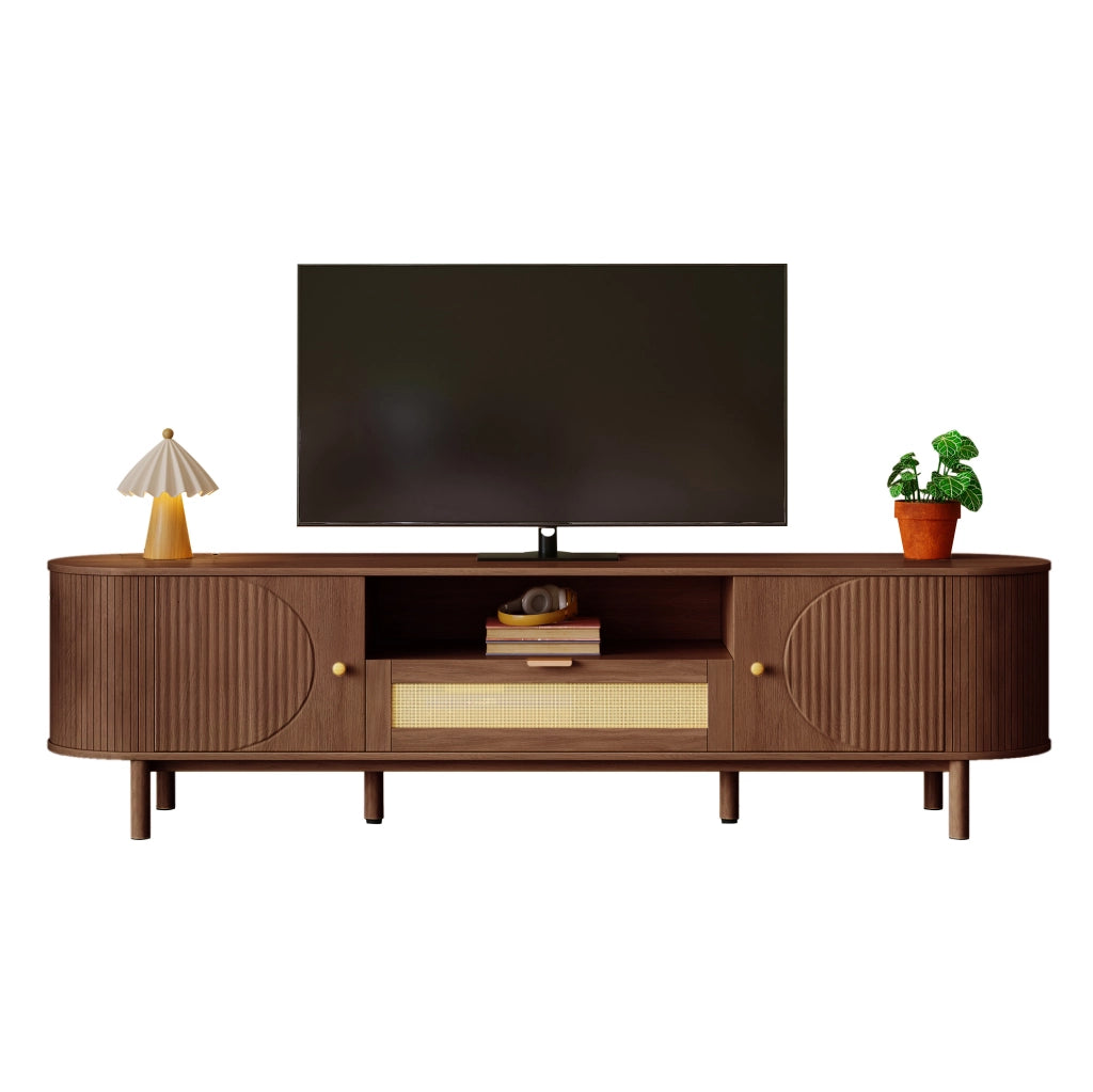 Mobile TV 175x36x51 cm in MDF noce con vano contenitore e nicchia aperta