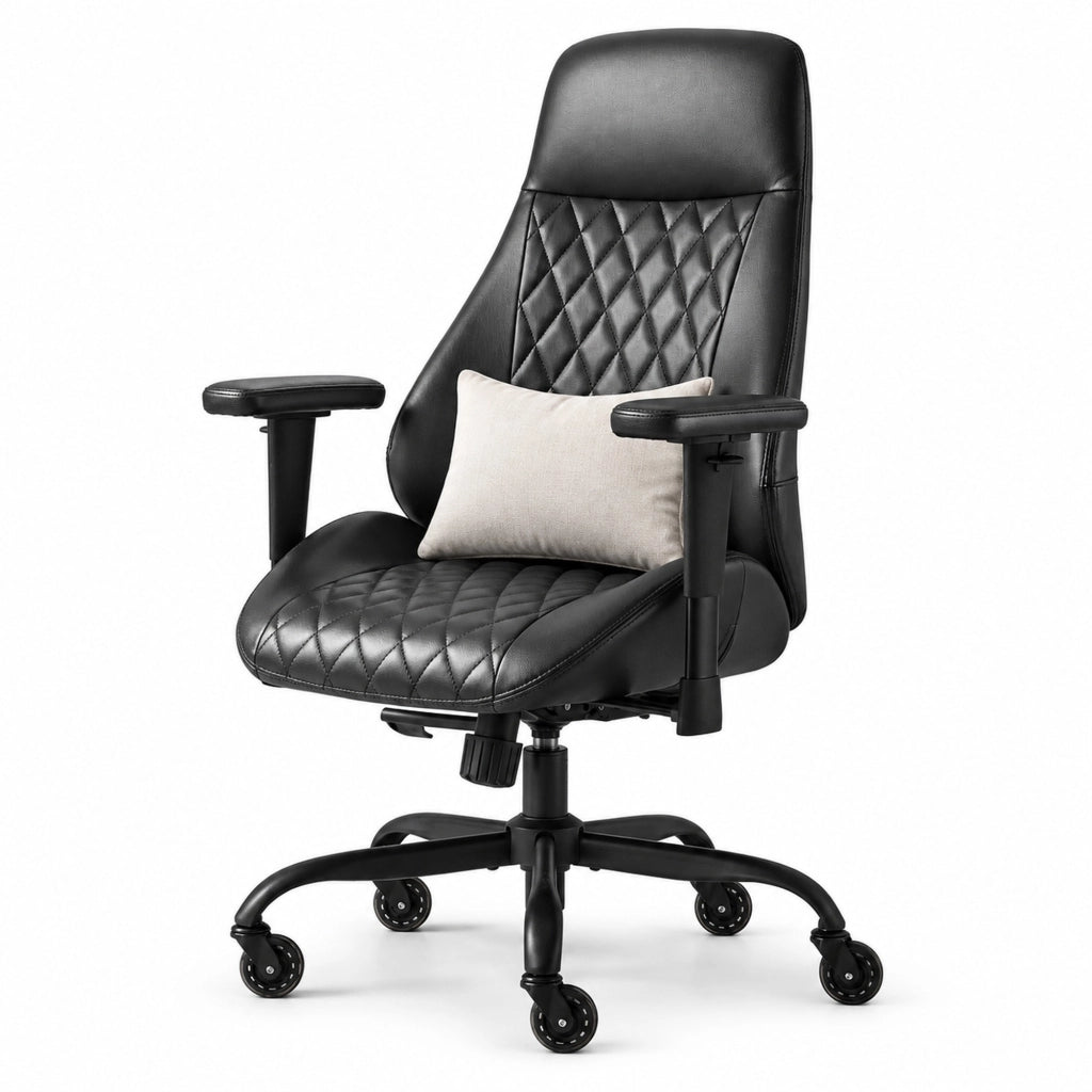 Sedia da ufficio ergonomica nera con schienale alto