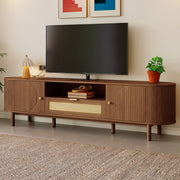 Mobile TV 175x36x51 cm in MDF noce con vano contenitore e nicchia aperta
