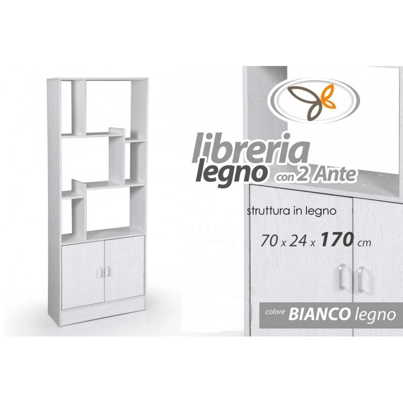 (2c) Libreria ufficio cameretta bianca con vano 70x 24 x 170 h