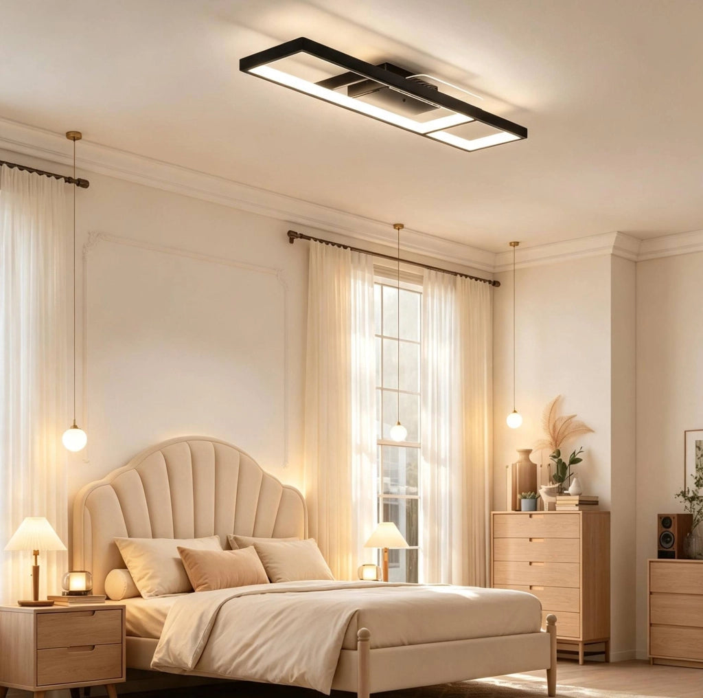 Plafoniera a LED nera 43 W 70 x 30 cm con telecomando