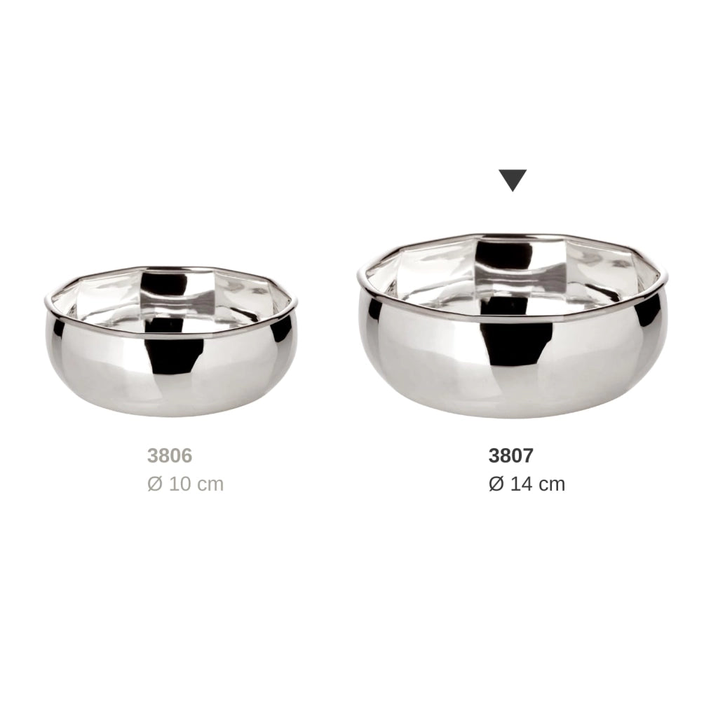 Ciotola, diametro 14 cm, altezza 6 cm, in ottone argentato
