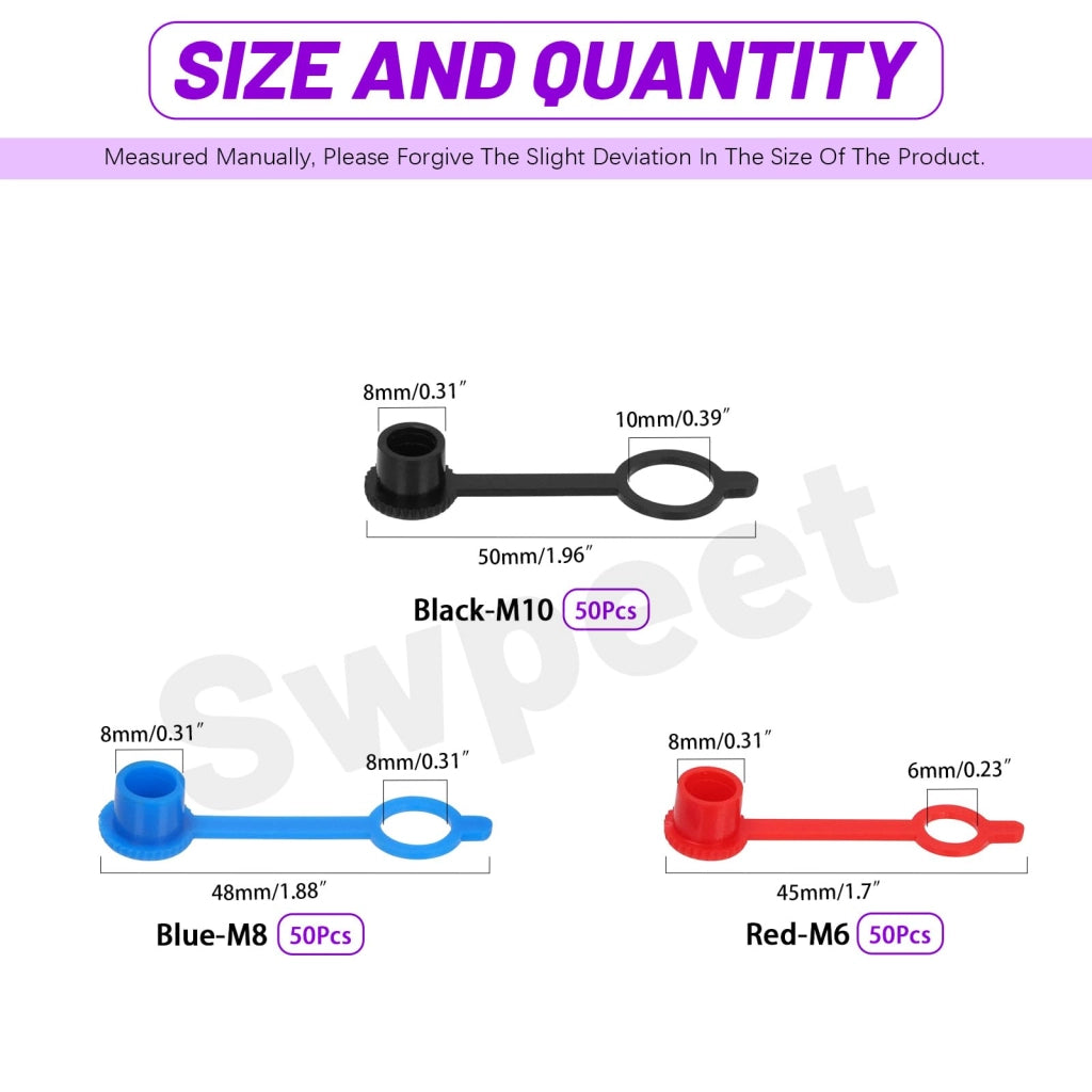 Set di 150 cappucci per nipple di lubrificazione, dimensioni M6/M8/M10, in plastica, per protezione dalla polvere