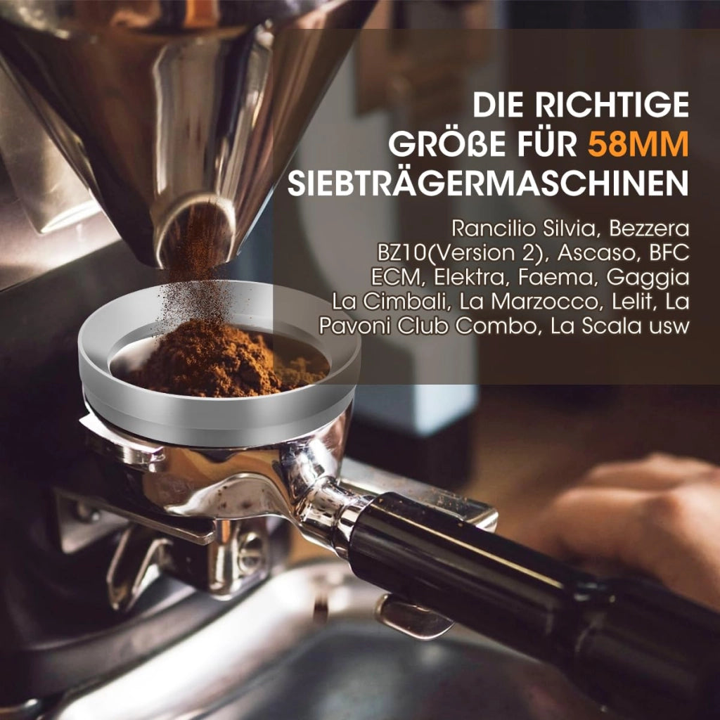 Dosatore per caffè, 58 mm, con imbuto magnetico, in alluminio