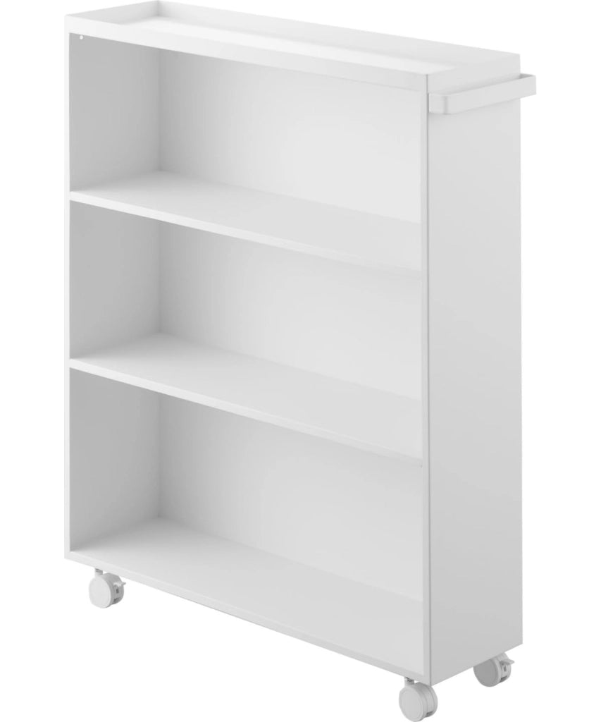 Carrello portab libri, bianco, con 3 ripiani, dimensioni 15,6 x 59 x 70 cm