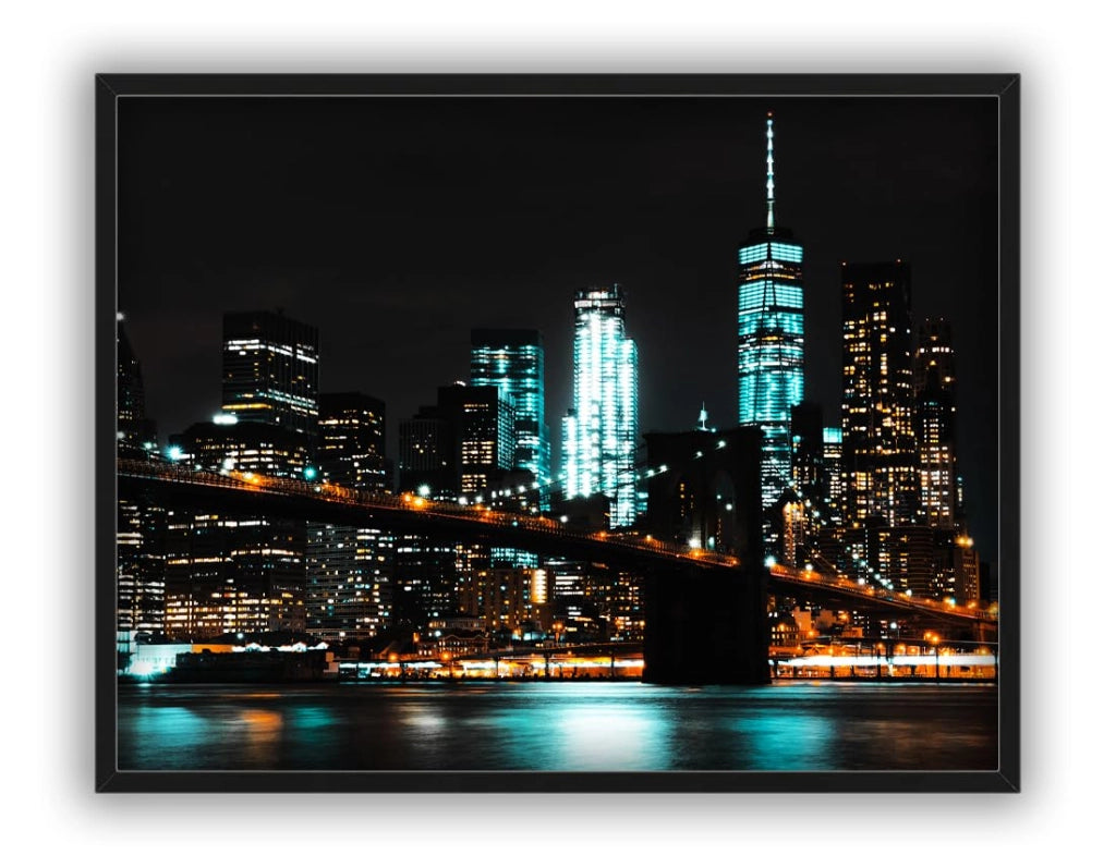Poster di New York, Ponte di Brooklyn di notte, stampa artistica, 40x30 cm
