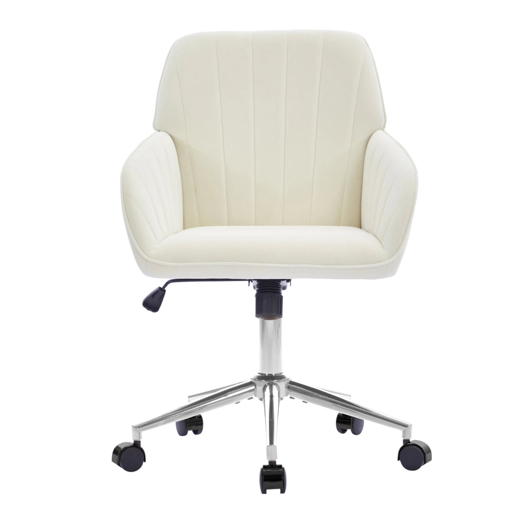 Sedia da ufficio ergonomica 62x60x97 cm in velluto bianco regolabile con ruote