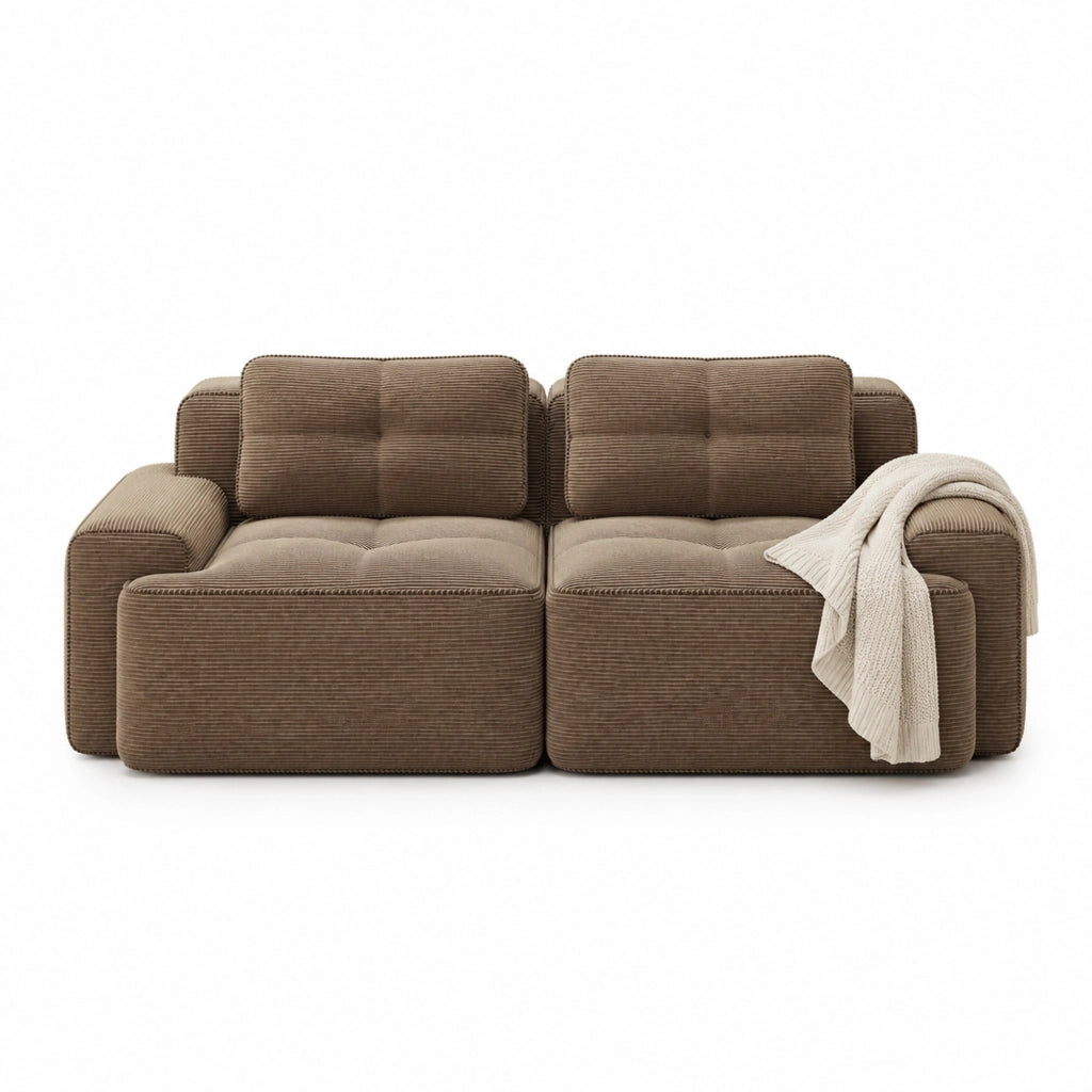 DIVANO Modulare 204x104x69 cm in Velluto a Coste Marrone