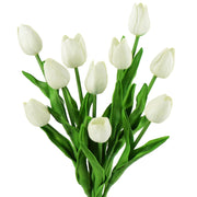 Set di 10 tulipani artificiali "Real Touch", altezza 34,5 cm, colore bianco, materiale PU