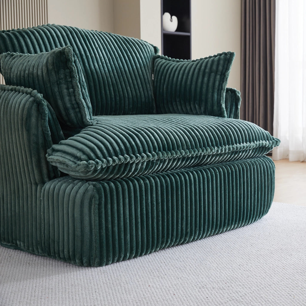 Poltrona compressa 115x89x77 cm con pouf in flanella verde