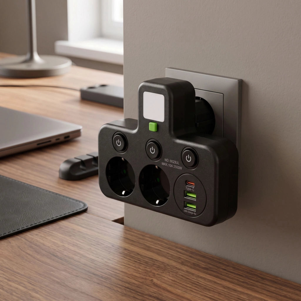 Multipresa 2 Prese + 2x Usb-a + Usb-c Jnh017 Black