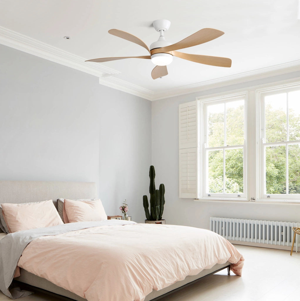 VENTILATORE da soffitto reversibile 132 cm ABS bianco con LED dimmerabile