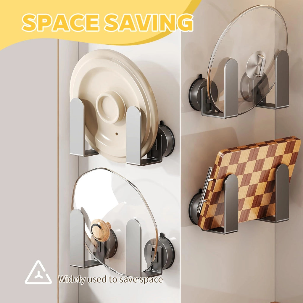 Porta-coperchi con ventosa, 2-in-1, regolabile, grigio