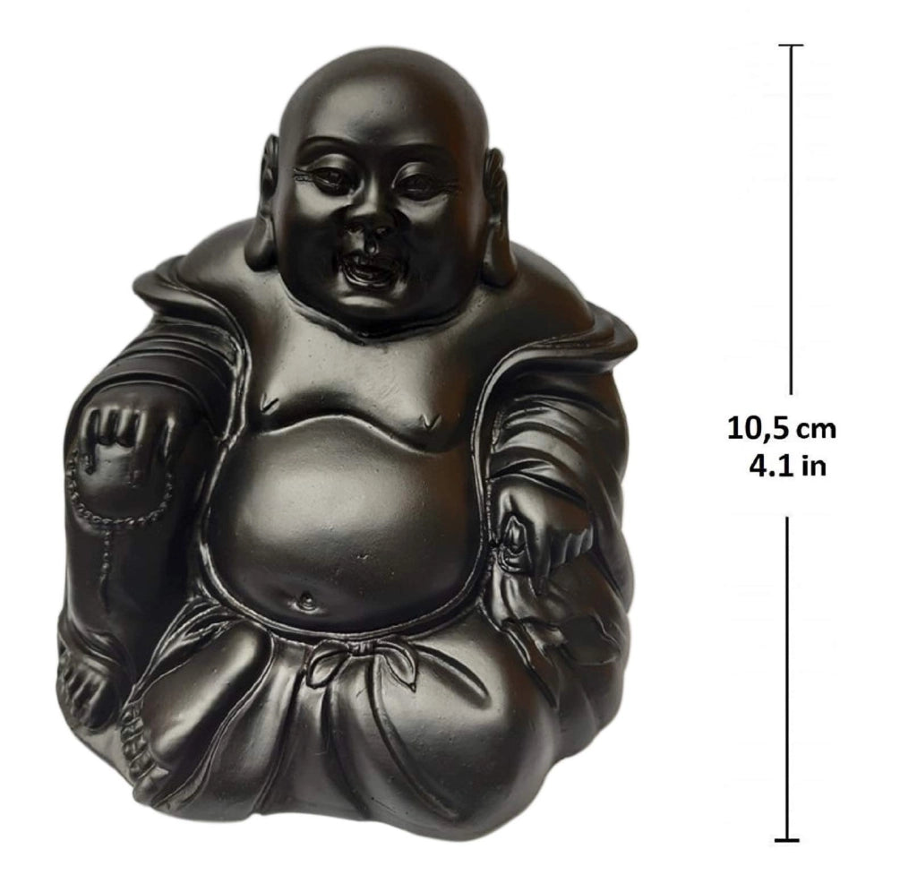 Buddha sorridente, portafortuna, dipinto a mano, resina, altezza 10,4 cm
