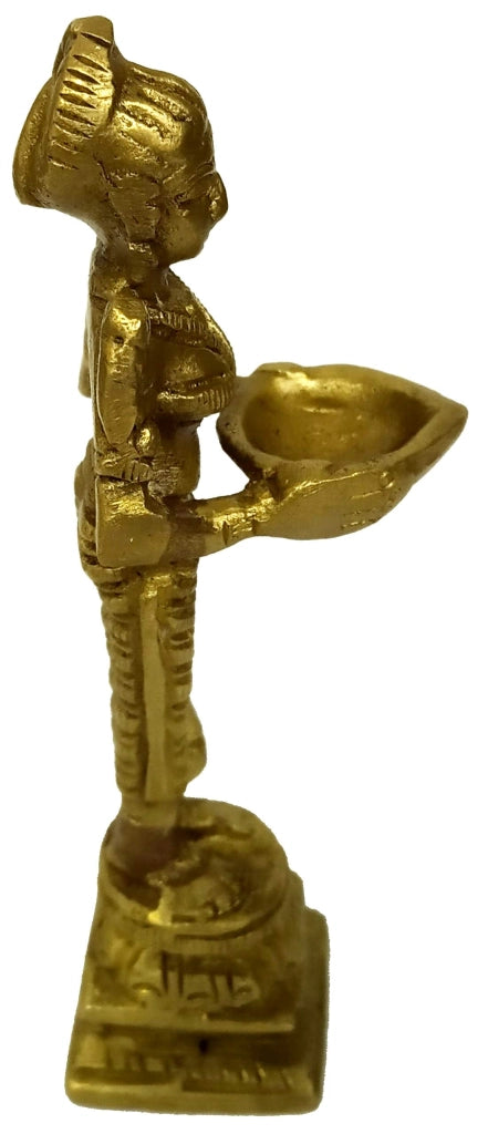 Lampada rituale in ottone, modello Diya Deepalakshmi, altezza 4 pollici