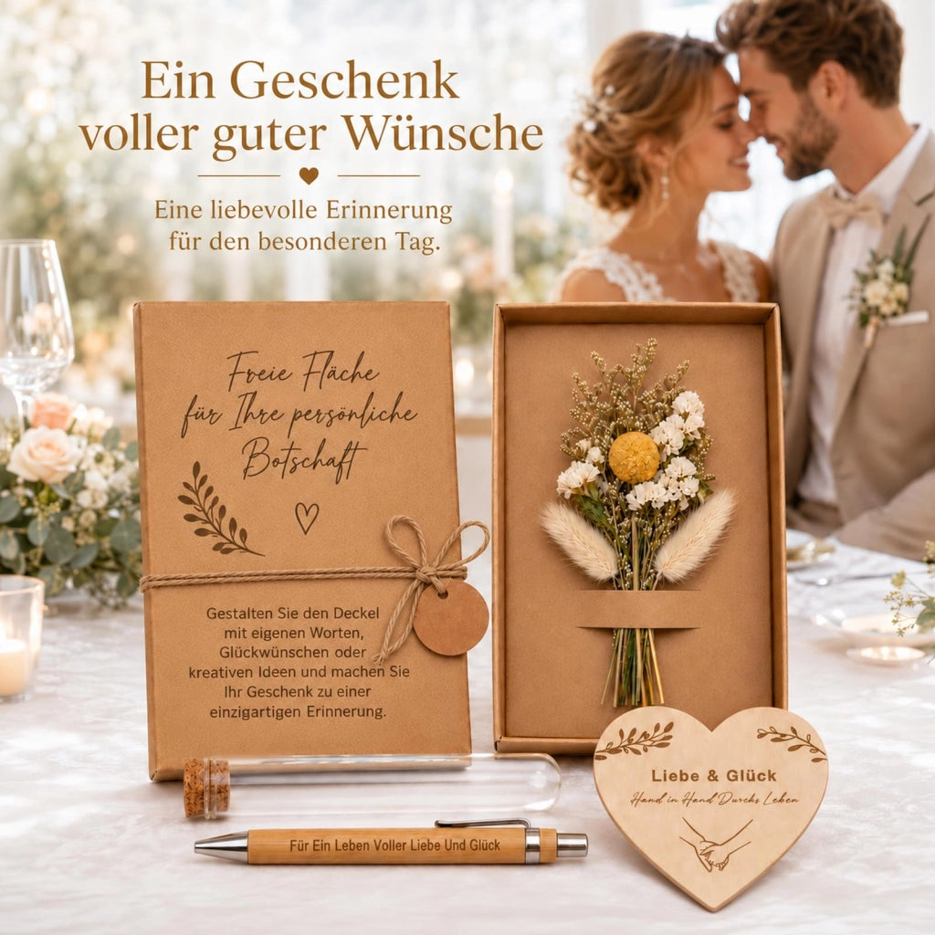 Scatola regalo in legno per matrimonio, con fiori secchi