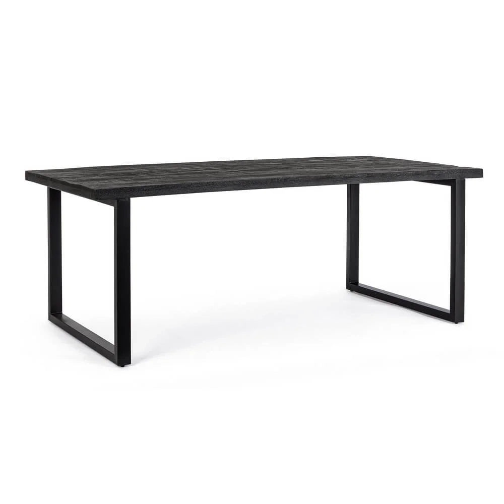 Tavolo da Pranzo in Legno di Mango e Acciaio 200x100 cm Selene Nero