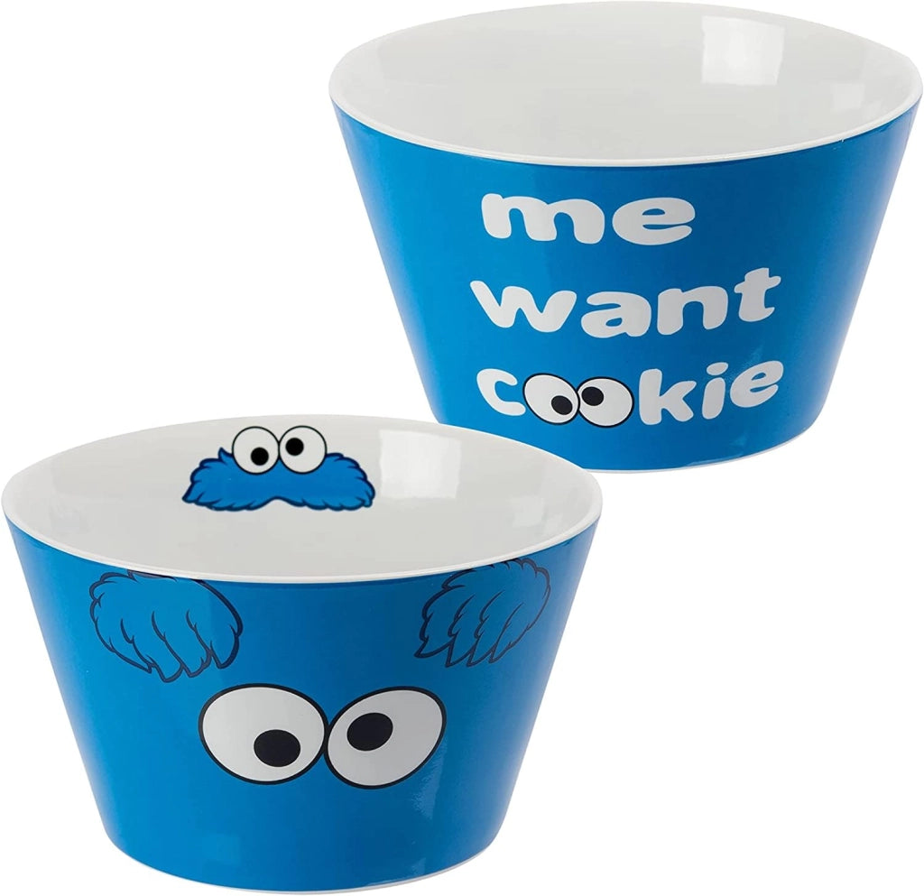 Ciotola per cereali in porcellana, design "Mostro delle briciole", colore blu, capacità 500 ml