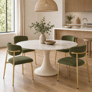 Sedia da pranzo 51x50x81 cm con piedini regolabili in metallo e legno verde e oro