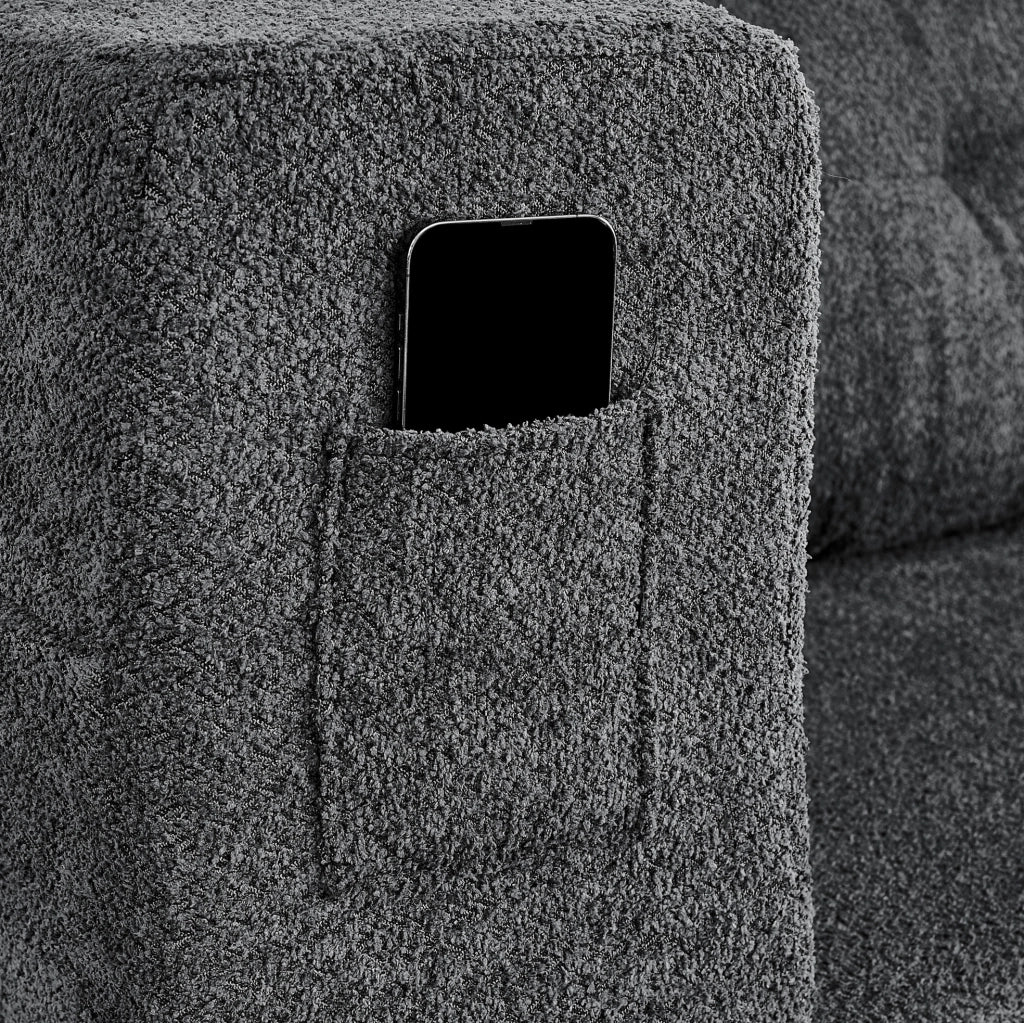 Divano letto modulare 2 posti con poltrona in memory foam grigio scuro