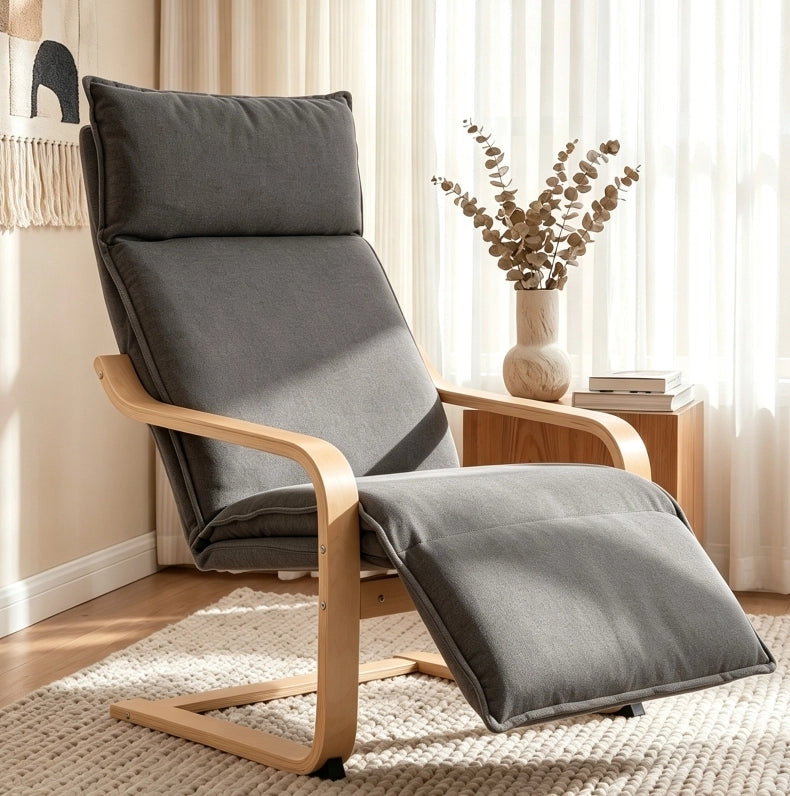Poltrona lounge oscillante con poggiapiedi grigio scuro