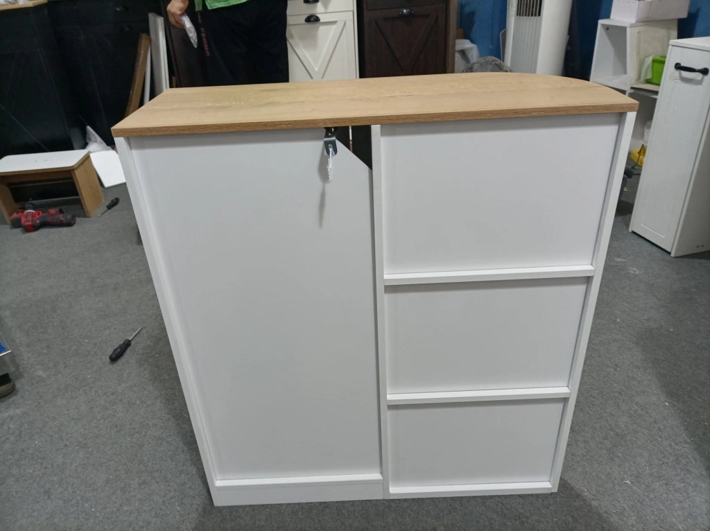 Scaffale angolare bagno 68x25x76 cm MDF bianco e rovere, ripiano aperto