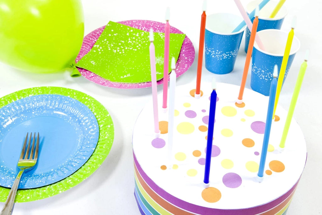 Candeline per torte di compleanno con supporti, 48 pezzi, rosa, 12 cm