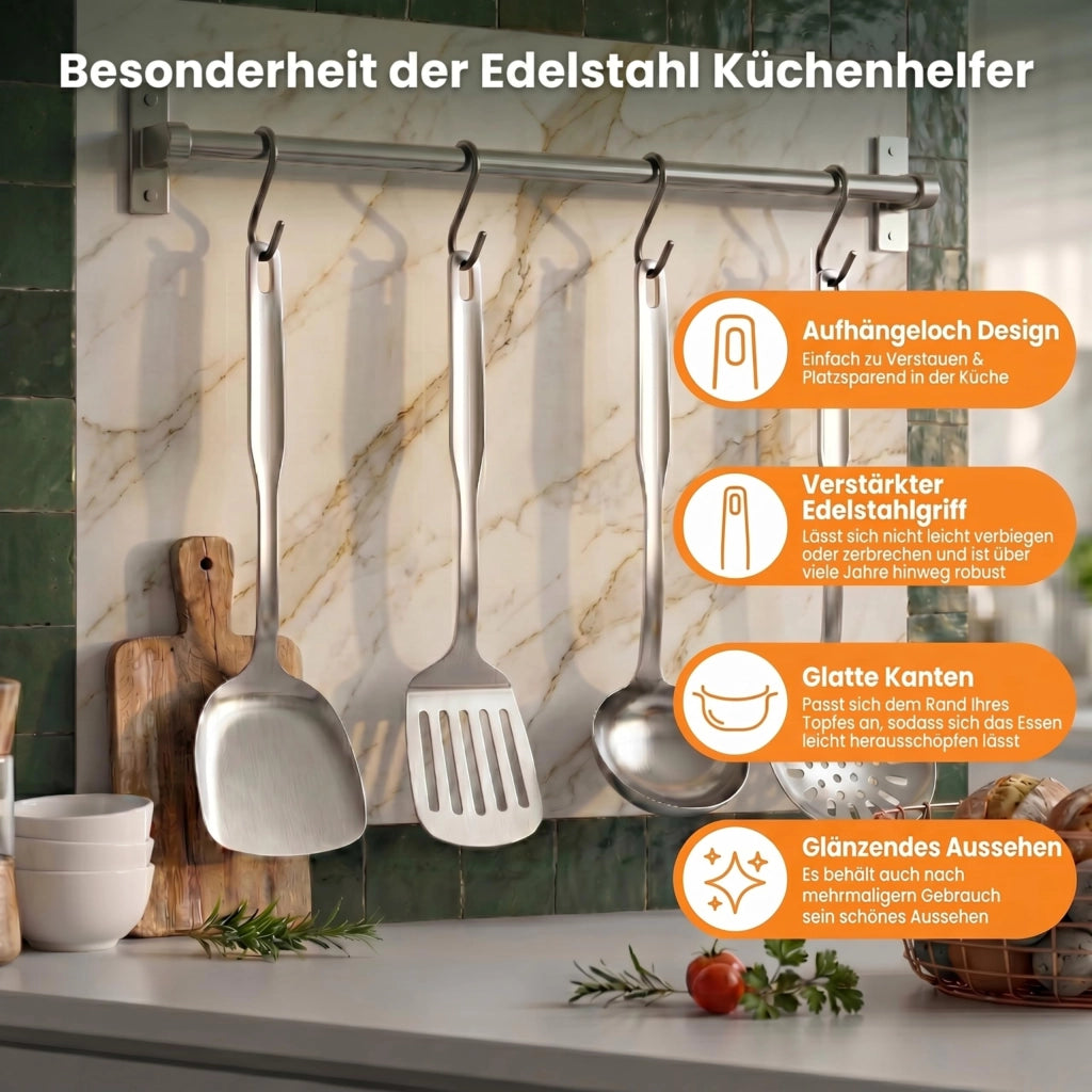 Set di utensili da cucina in acciaio inossidabile, composto da 4 pezzi
