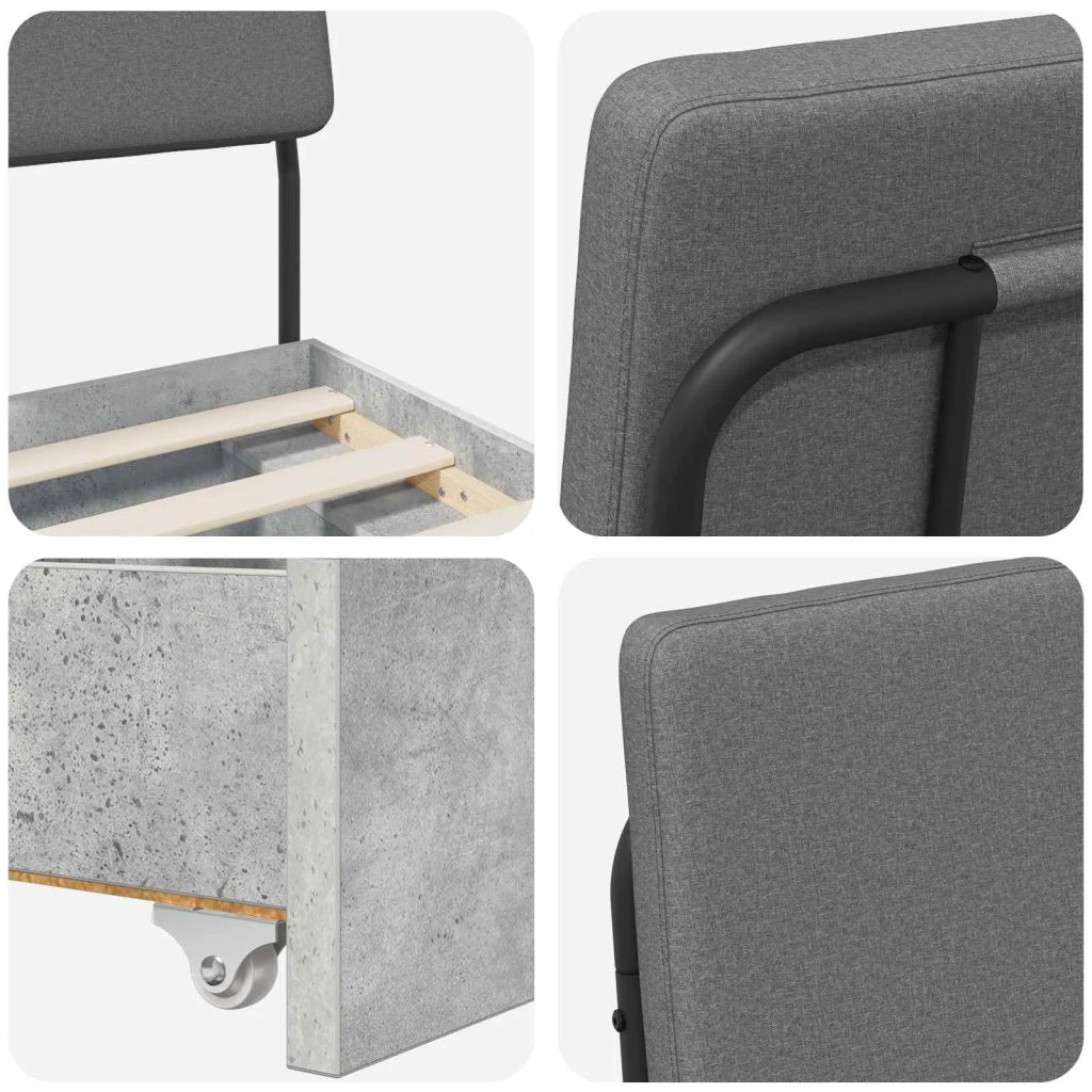 Double Bed with Headboard Grigio Cemento e Grigio Chiaro 3439393