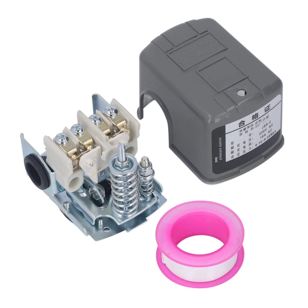 Interruttore di pressione per pompe acqua, attacco 3/8" NPT, 220V AC, regolabile