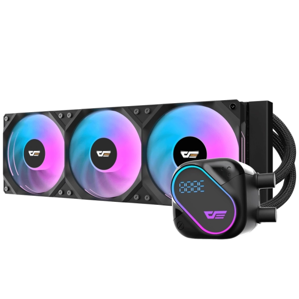DARKFLASH DE240 AIO LIQUID CPU COOLER, 240MM RADIATOR, 2X120MM ARGB FANS, 2500 RPM PUMP