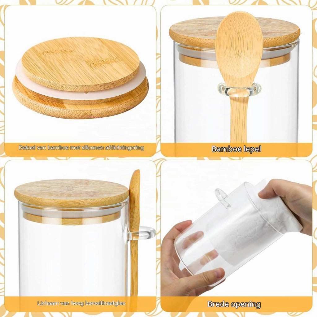 Set di 3 contenitori in vetro da 510 ml con coperchi in bambù