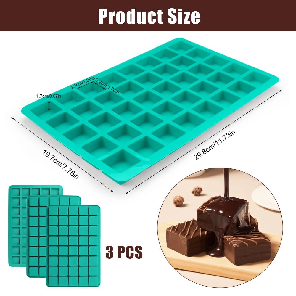 Set di 3 stampi in silicone per cioccolato, con 40 cavità, color verde scuro