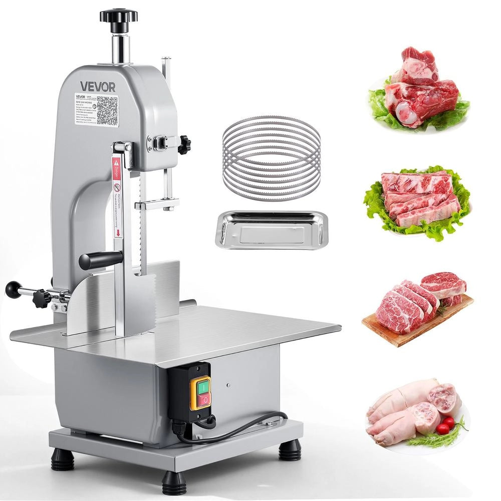 Sega a Nastro Elettrica per Carne e Ossa 1100W BS-130 in Acciaio Inox e Alluminio Taglierina Robusta Piano 315x460mm