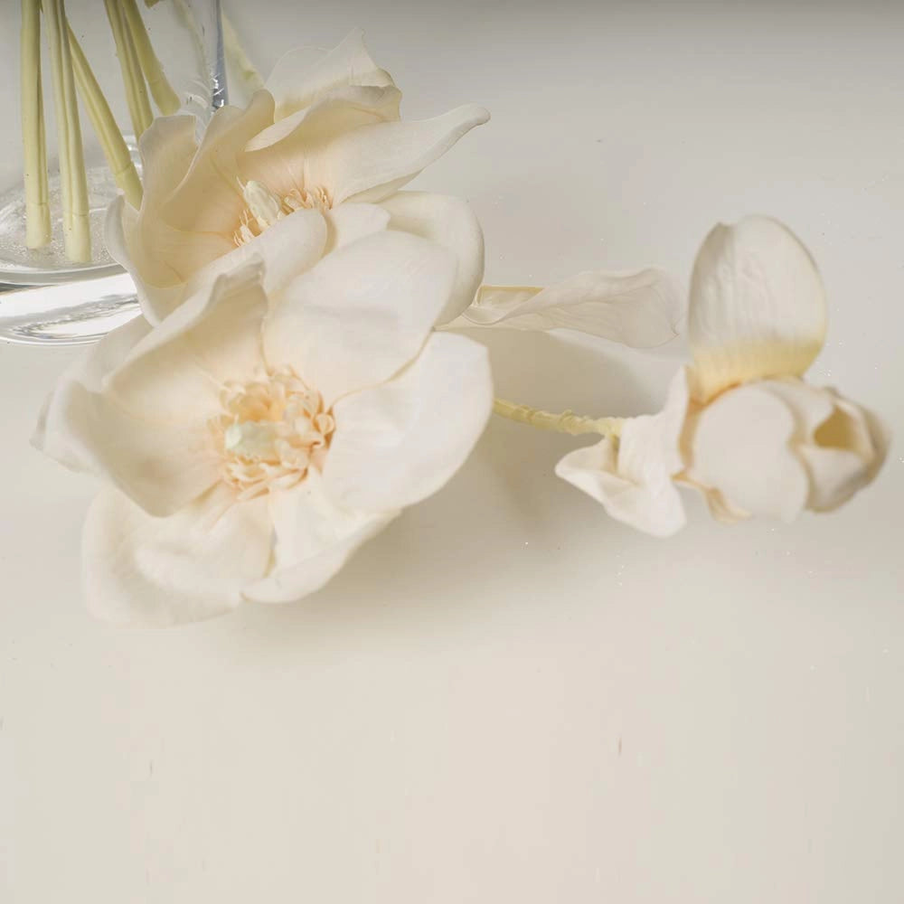 3 magnolie artificiali con effetto glitter, alte 82 cm, color beige, lavabili