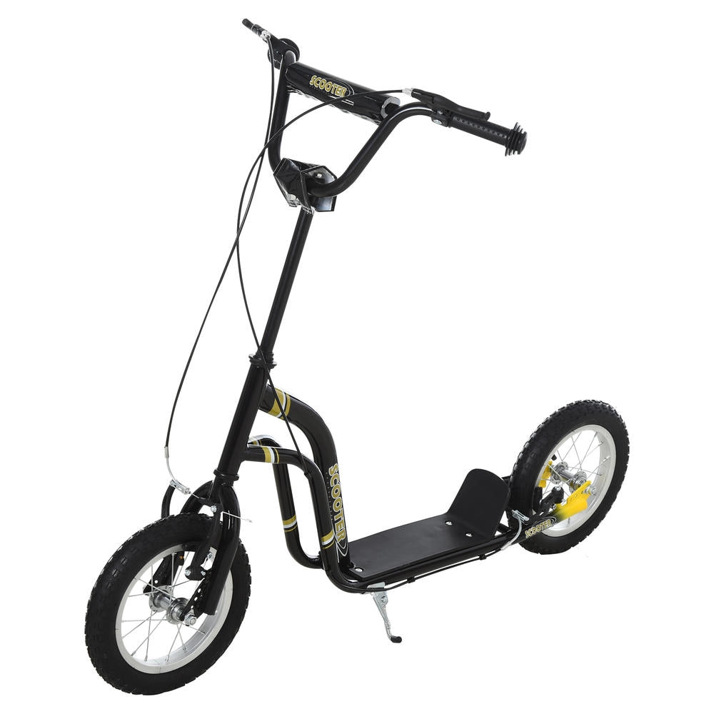 Monopattino per Bambini con Ruote da 12 Pollici Manubrio Regolabile e Freno in Metallo Nero Portata 100 kg