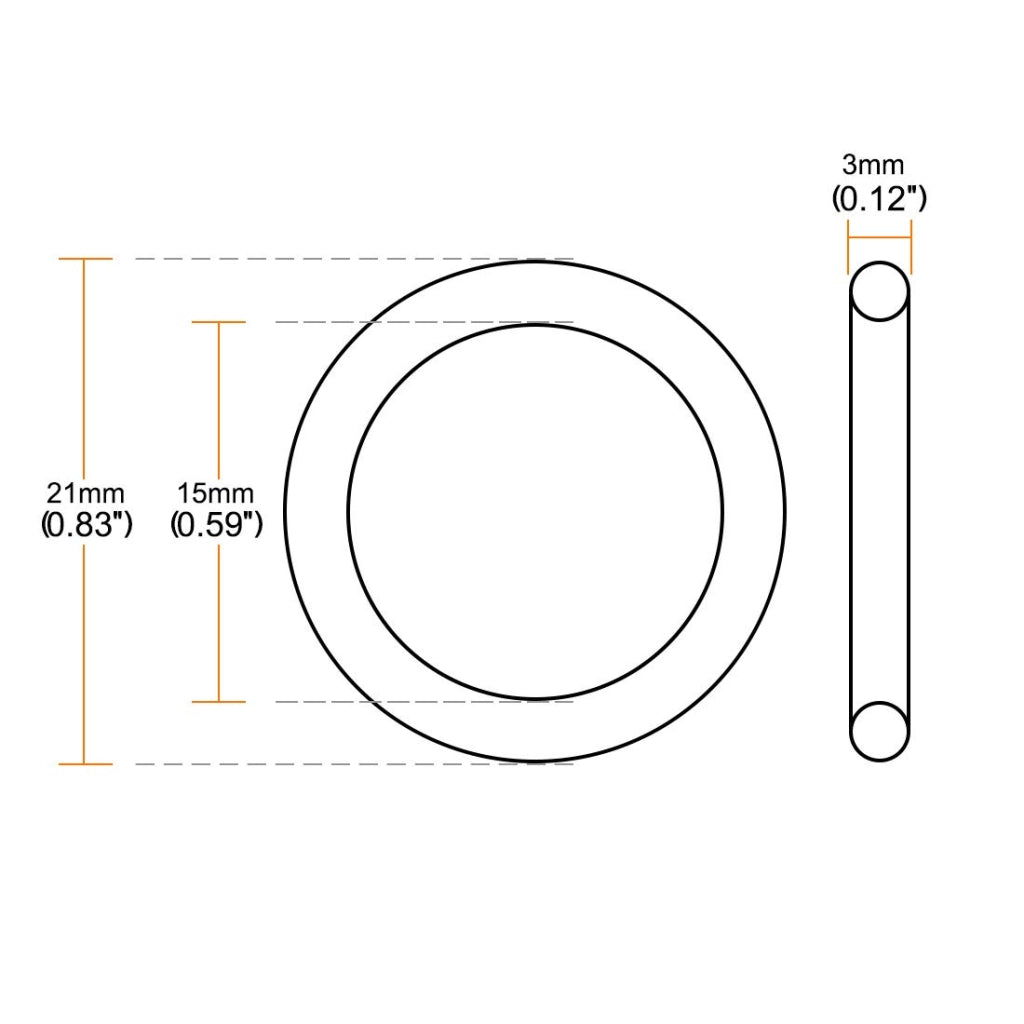 Guarnizioni O-ring, 21x15x3 mm, 20 pezzi, colore nero