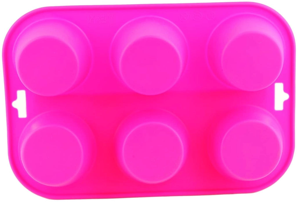 Stampi in silicone per muffin, 6 cavità, set da 2, colore nero e rosa