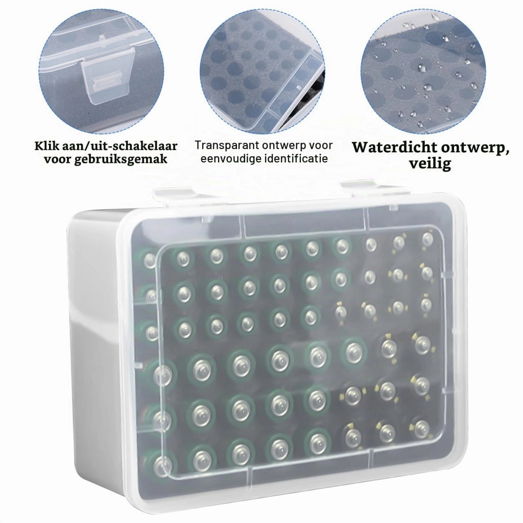 Contenitore in plastica per 54 batterie AA e AAA
