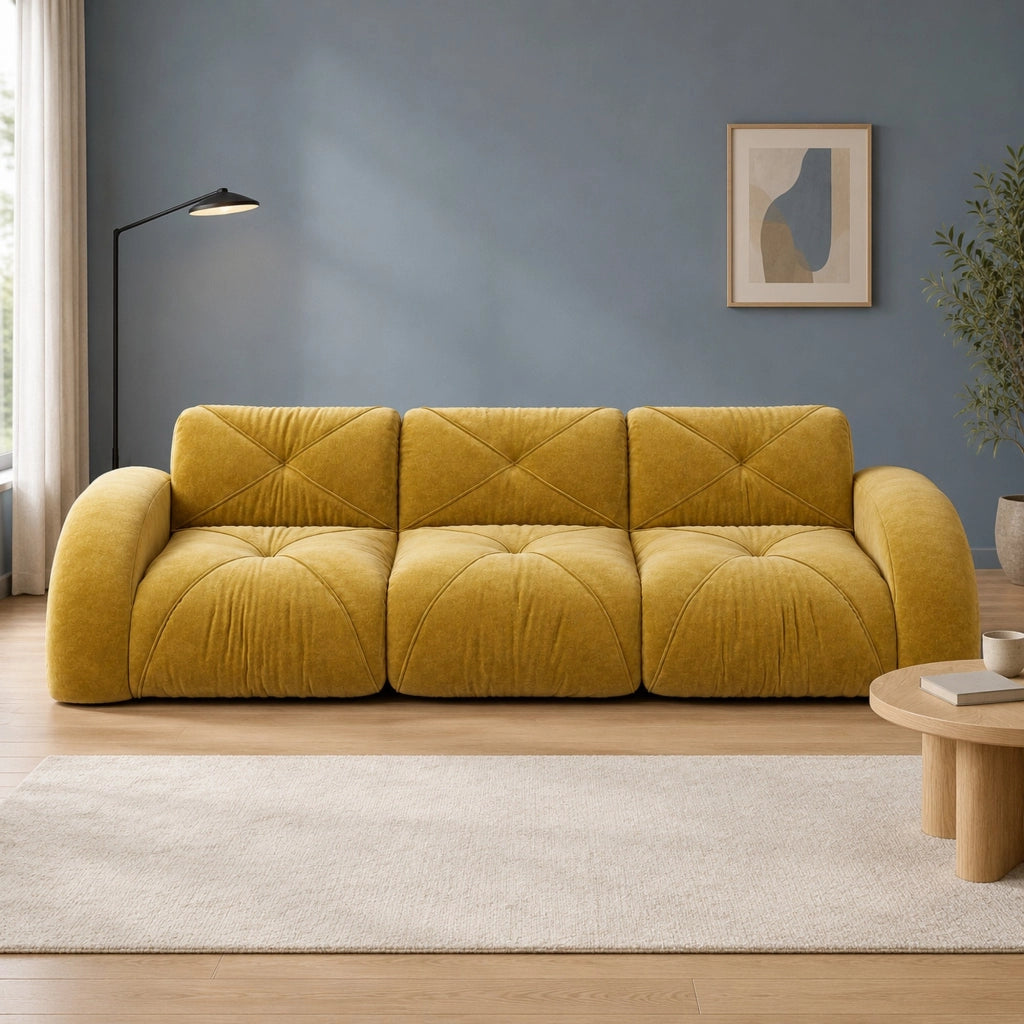 DIVANO Modulare Senza Struttura 281x95x76 cm in Ciniglia Gialla