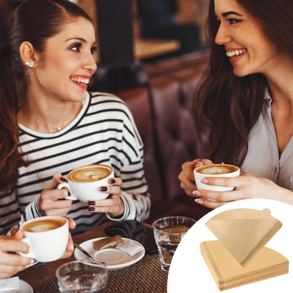 Carta filtro per caffè, dimensione 2, 200 pezzi, non sbiancata, a forma conica